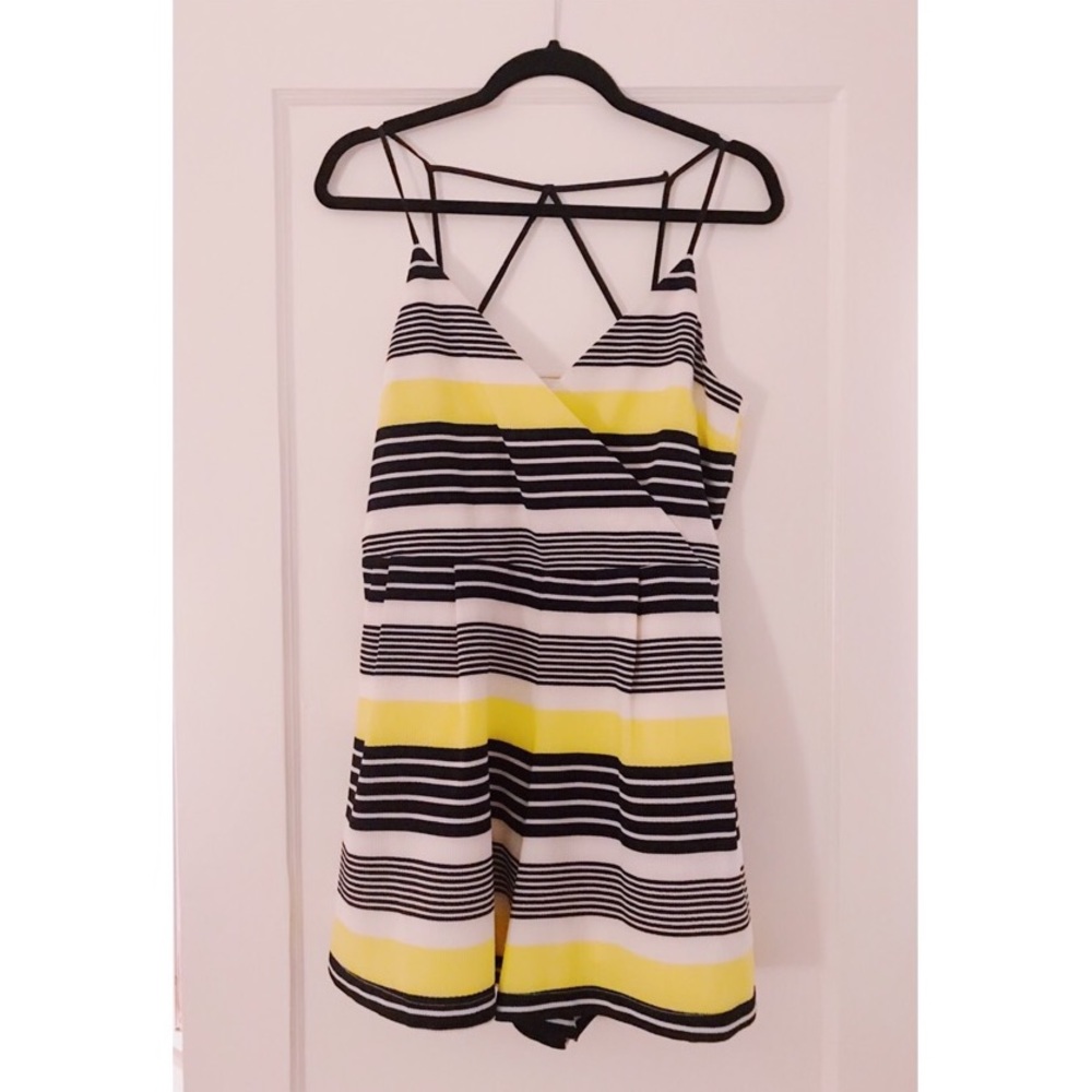 J.O.A. Yellow & Navy Striped Romper